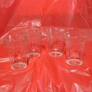 Vintage Clear Glass Tumbler Flared Rim Etched X Band 5.25"